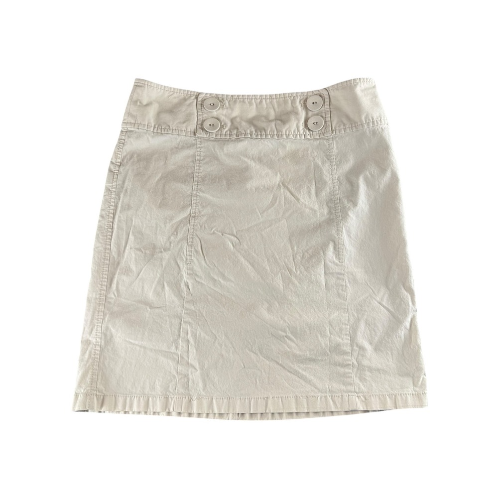 Ann Taylor Khaki Tan Mini Skirt Utility Pockets Side Zip Size 6 Menswear Style